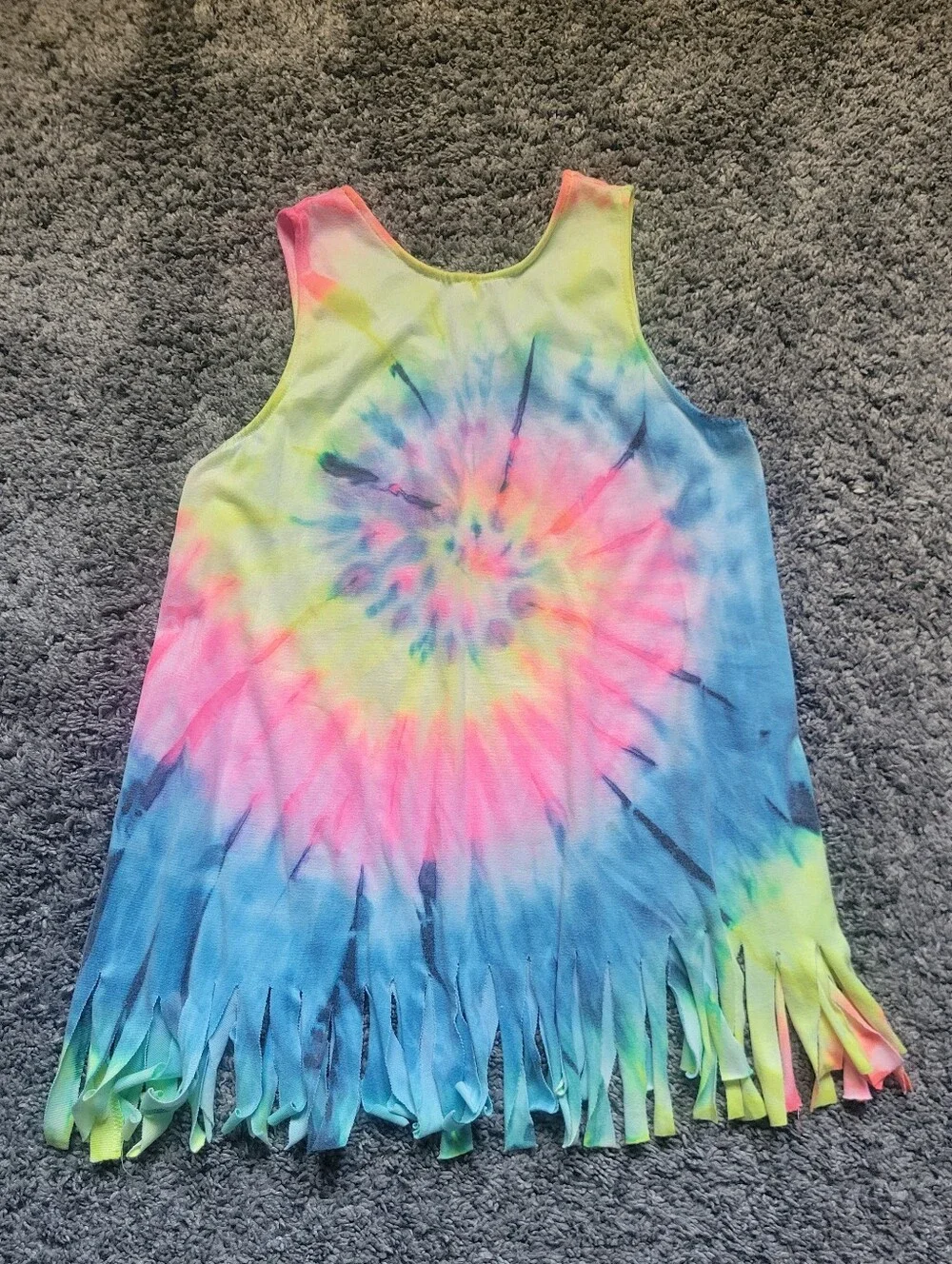 Girls' Neon Tie-Dye Fringe Dress Swimsuit Cover-up Mazatlán Size 4T